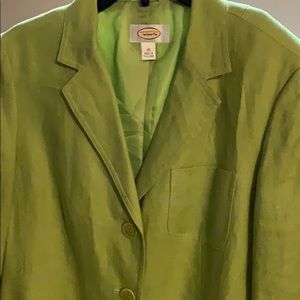 Talbots lime green linen blazer